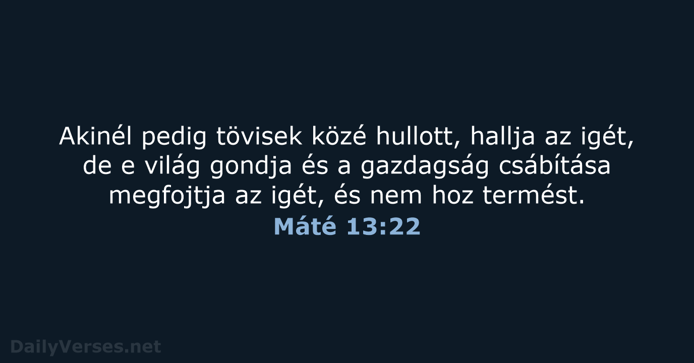 Máté 13:22 - UF