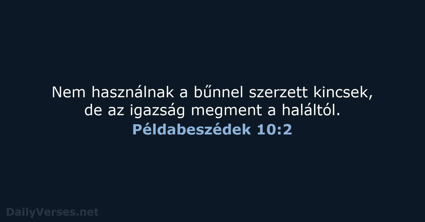 Példabeszédek 10:2 - UF