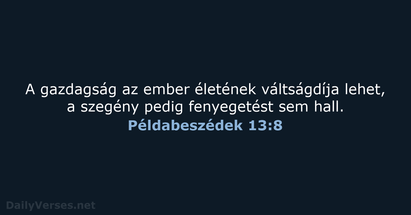 Példabeszédek 13:8 - UF