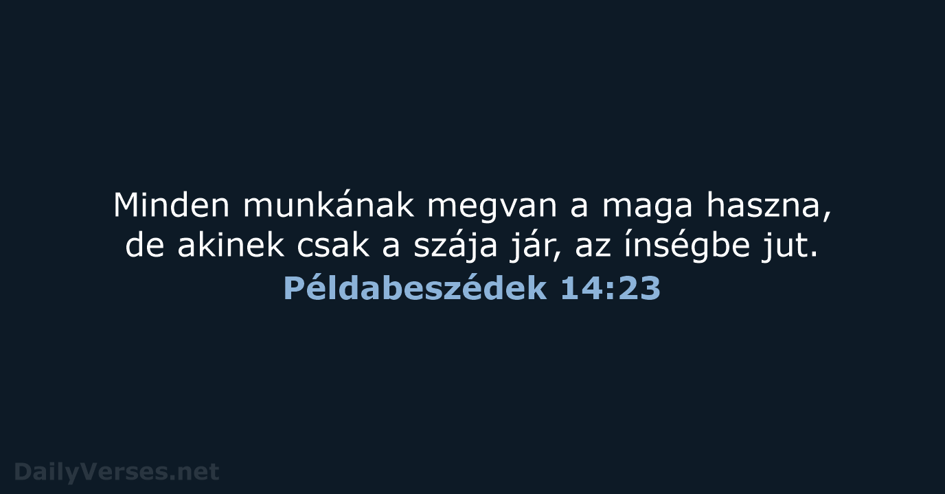 Példabeszédek 14:23 - UF