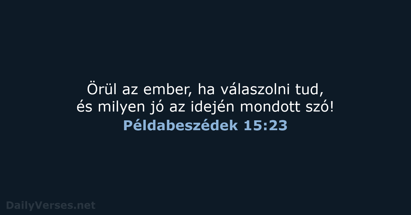 Példabeszédek 15:23 - UF