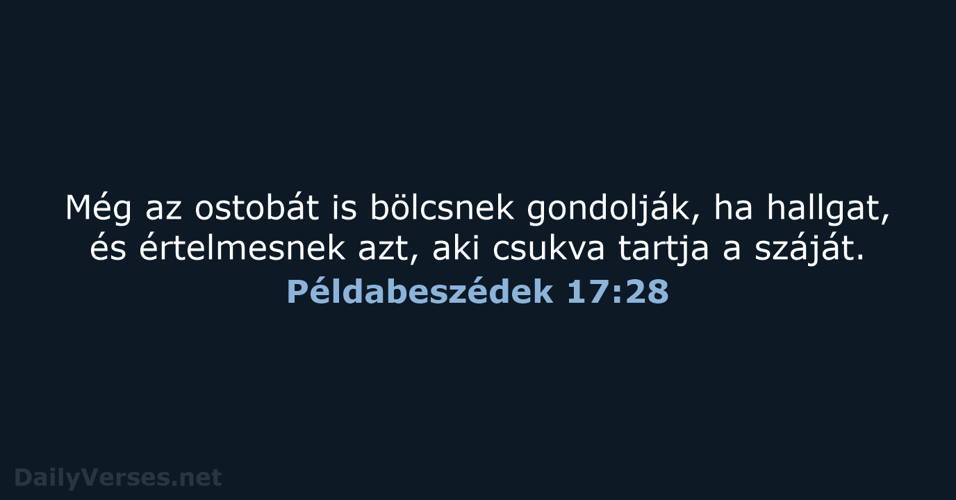 Példabeszédek 17:28 - UF