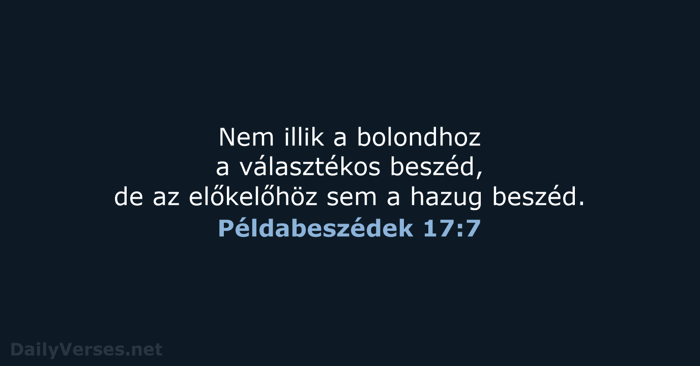 Példabeszédek 17:7 - UF