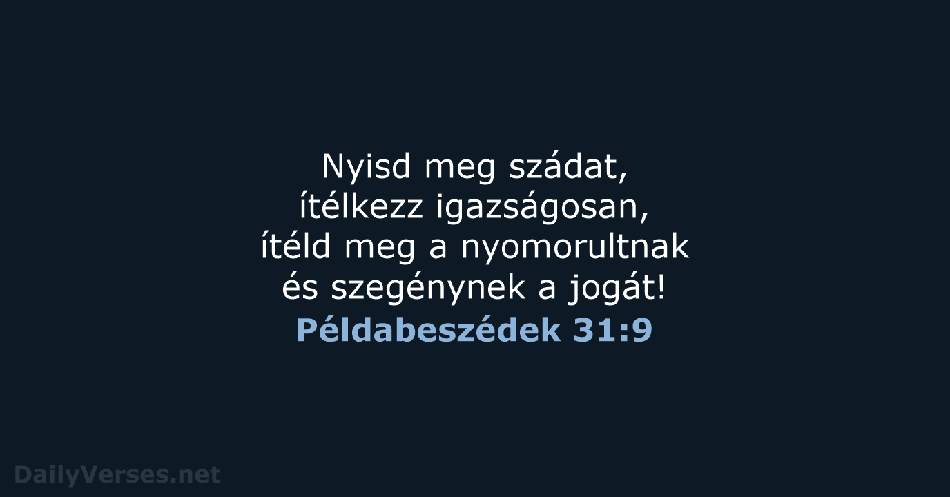 Példabeszédek 31:9 - UF