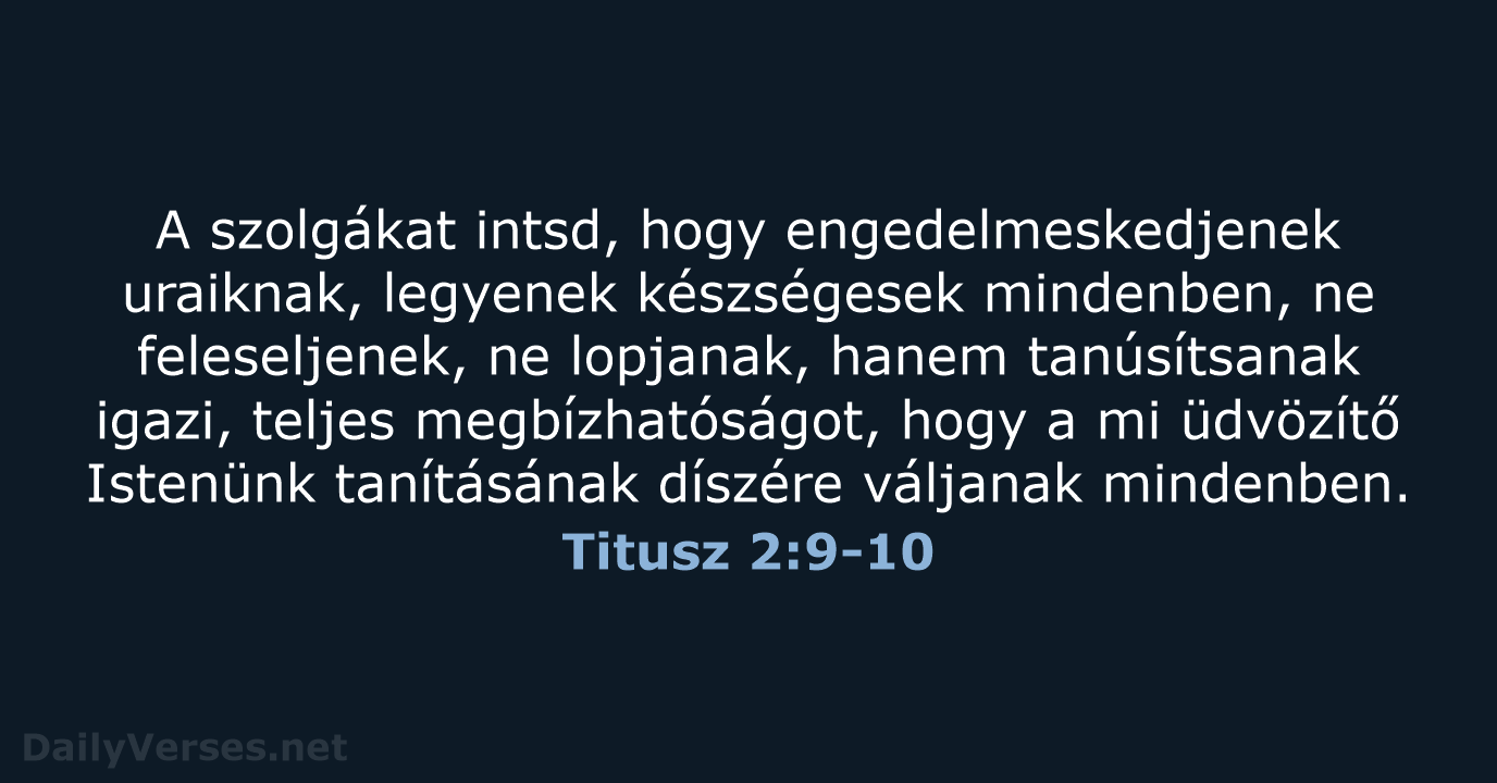 Titusz 2:9-10 - UF