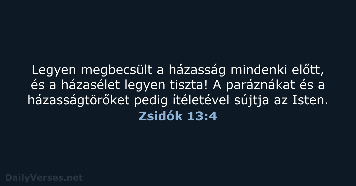 Zsidók 13:4 - UF