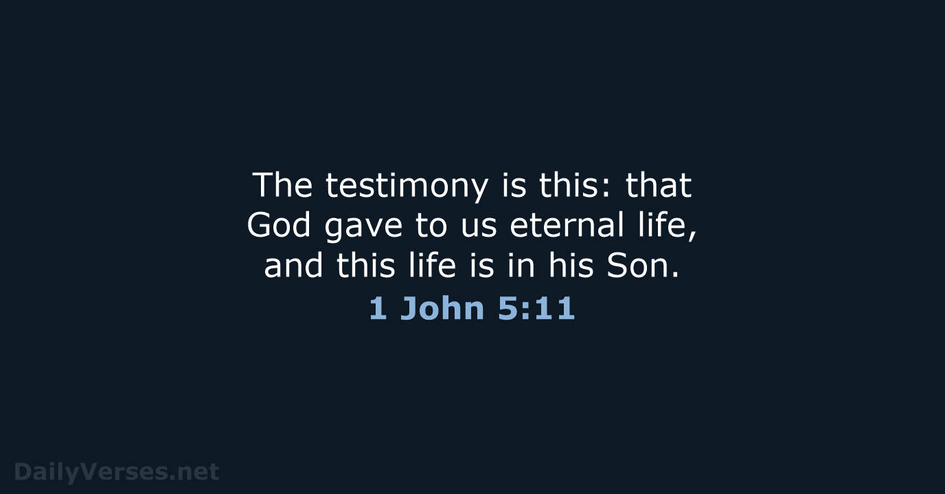 The testimony is this: that God gave to us eternal life, and… 1 John 5:11
