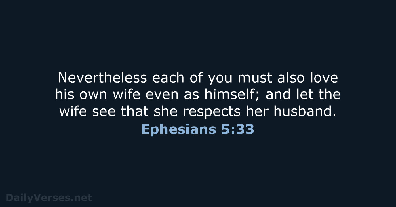 Nevertheless each of you must also love his own wife even as… Ephesians 5:33