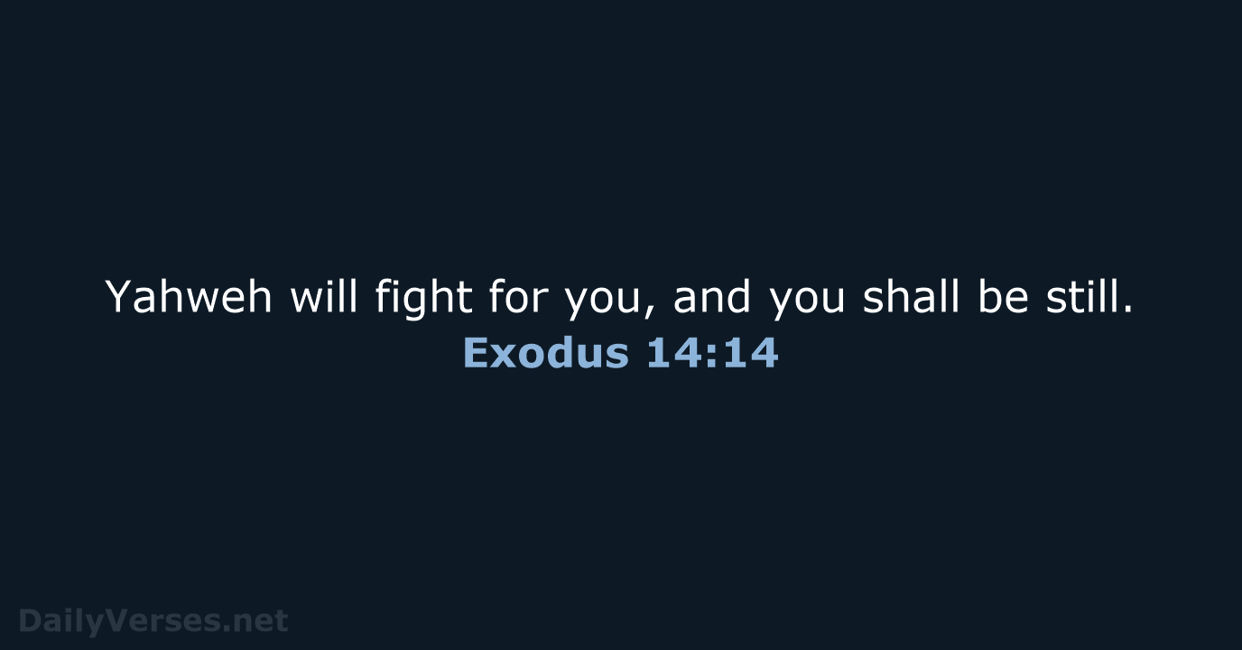 Yahweh will fight for you, and you shall be still. Exodus 14:14