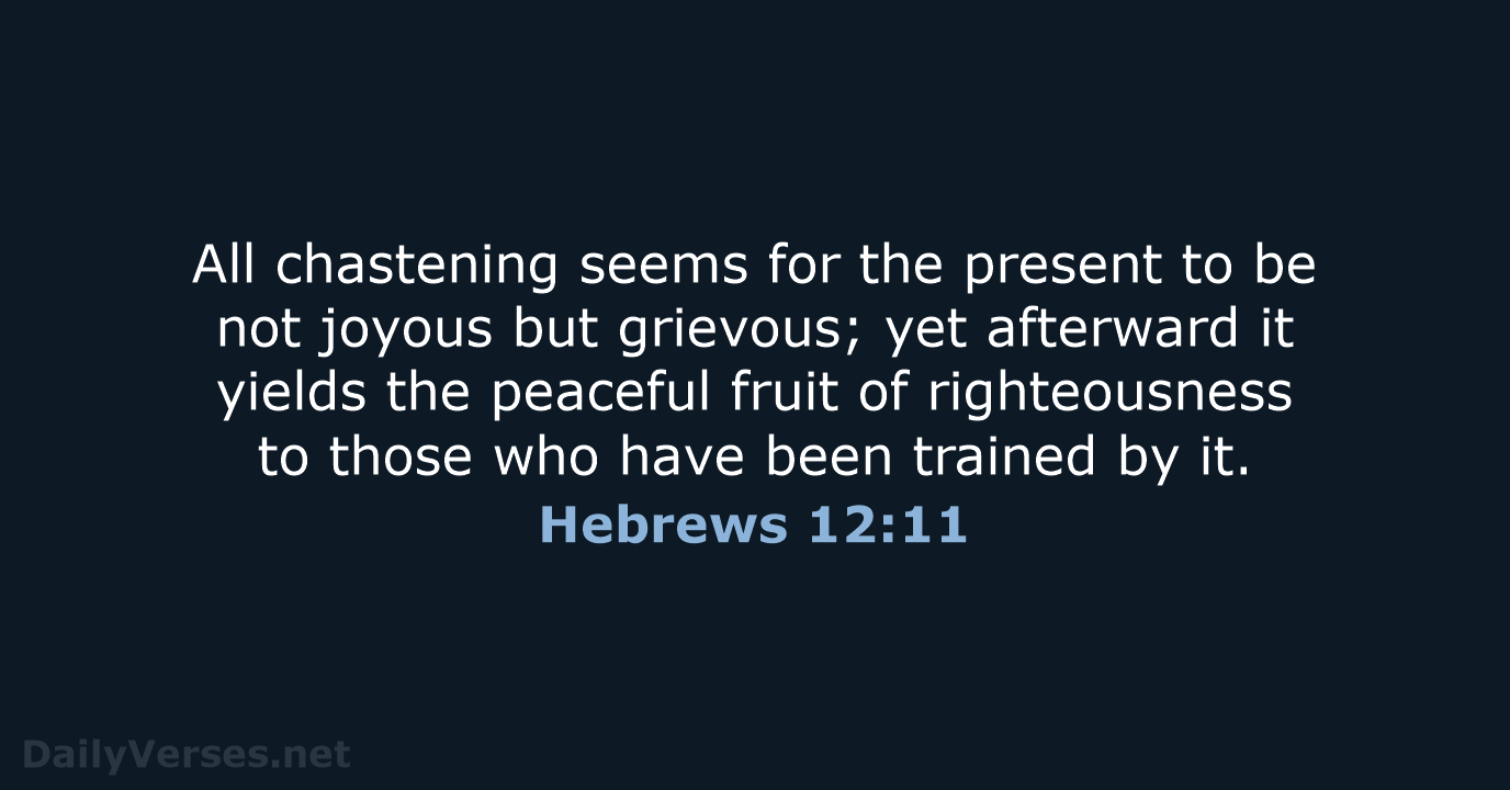 All chastening seems for the present to be not joyous but grievous… Hebrews 12:11