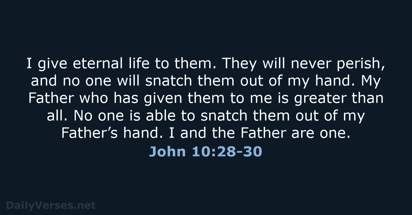 I give eternal life to them. They will never perish, and no… John 10:28-30
