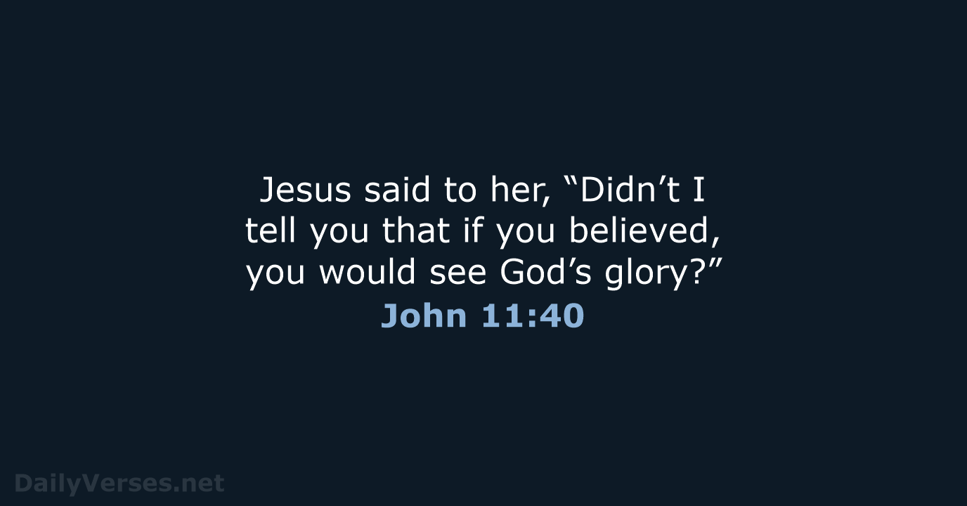Jesus said to her, “Didn’t I tell you that if you believed… John 11:40