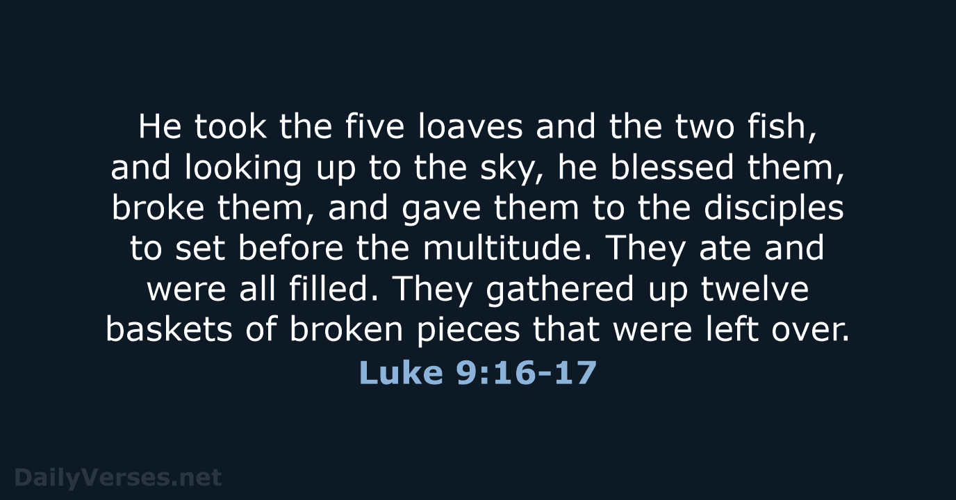 He took the five loaves and the two fish, and looking up… Luke 9:16-17