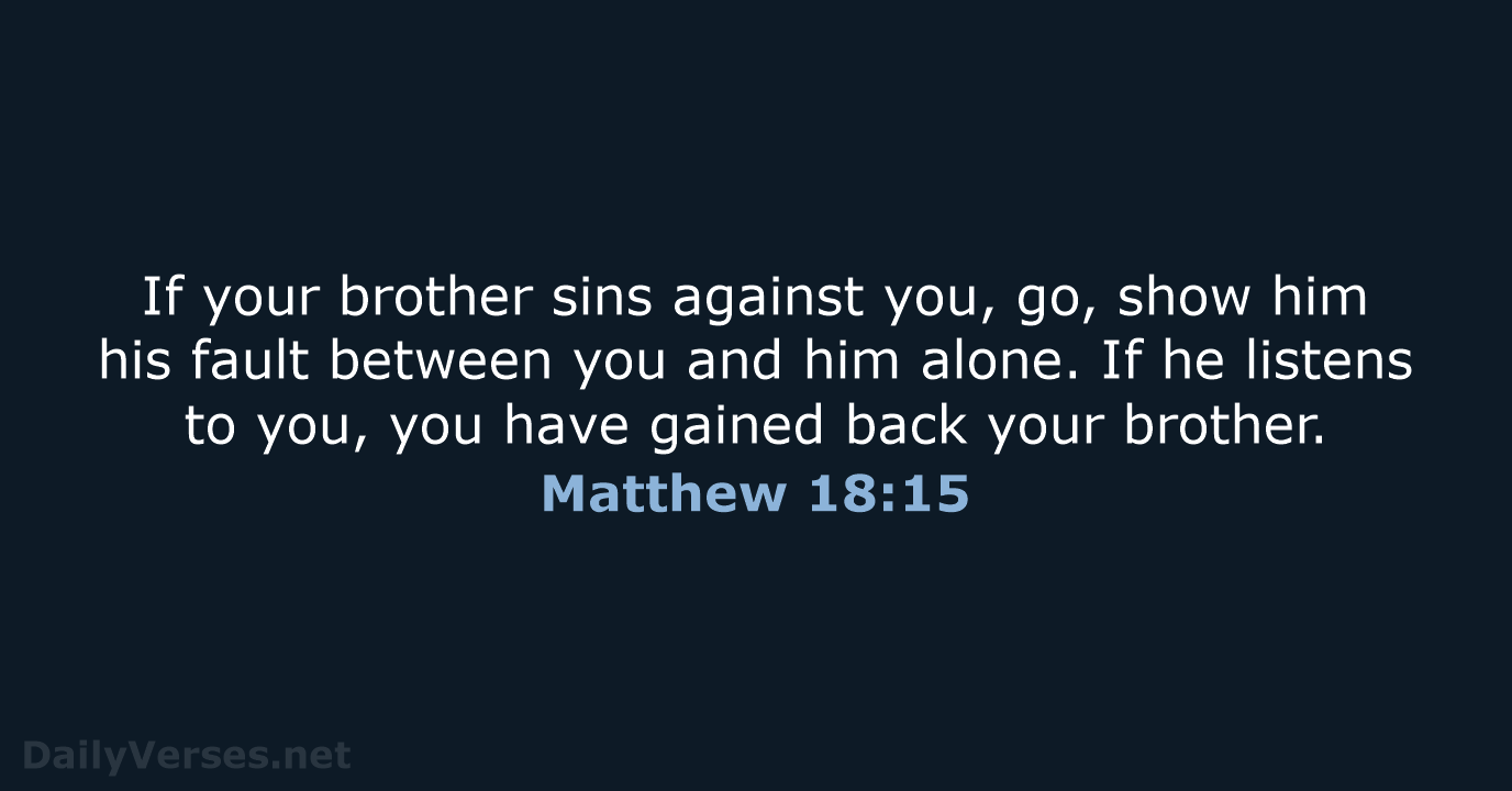 If your brother sins against you, go, show him his fault between… Matthew 18:15