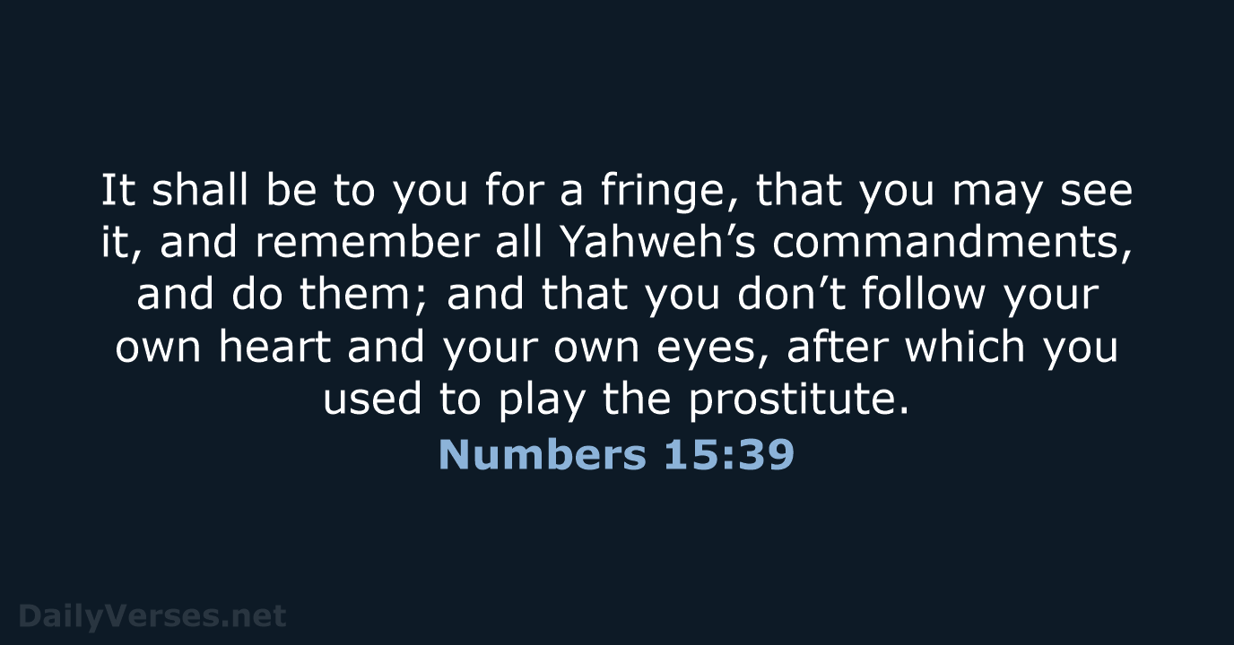 It shall be to you for a fringe, that you may see… Numbers 15:39
