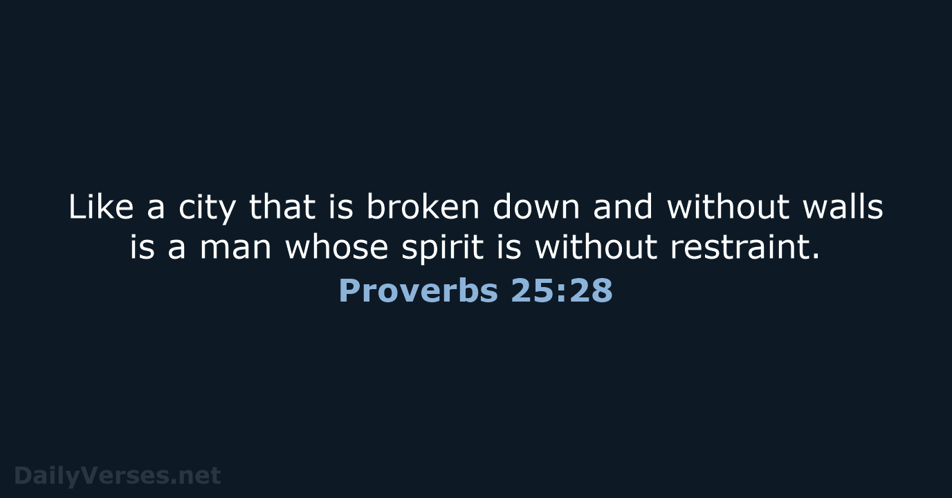 Like a city that is broken down and without walls is a… Proverbs 25:28