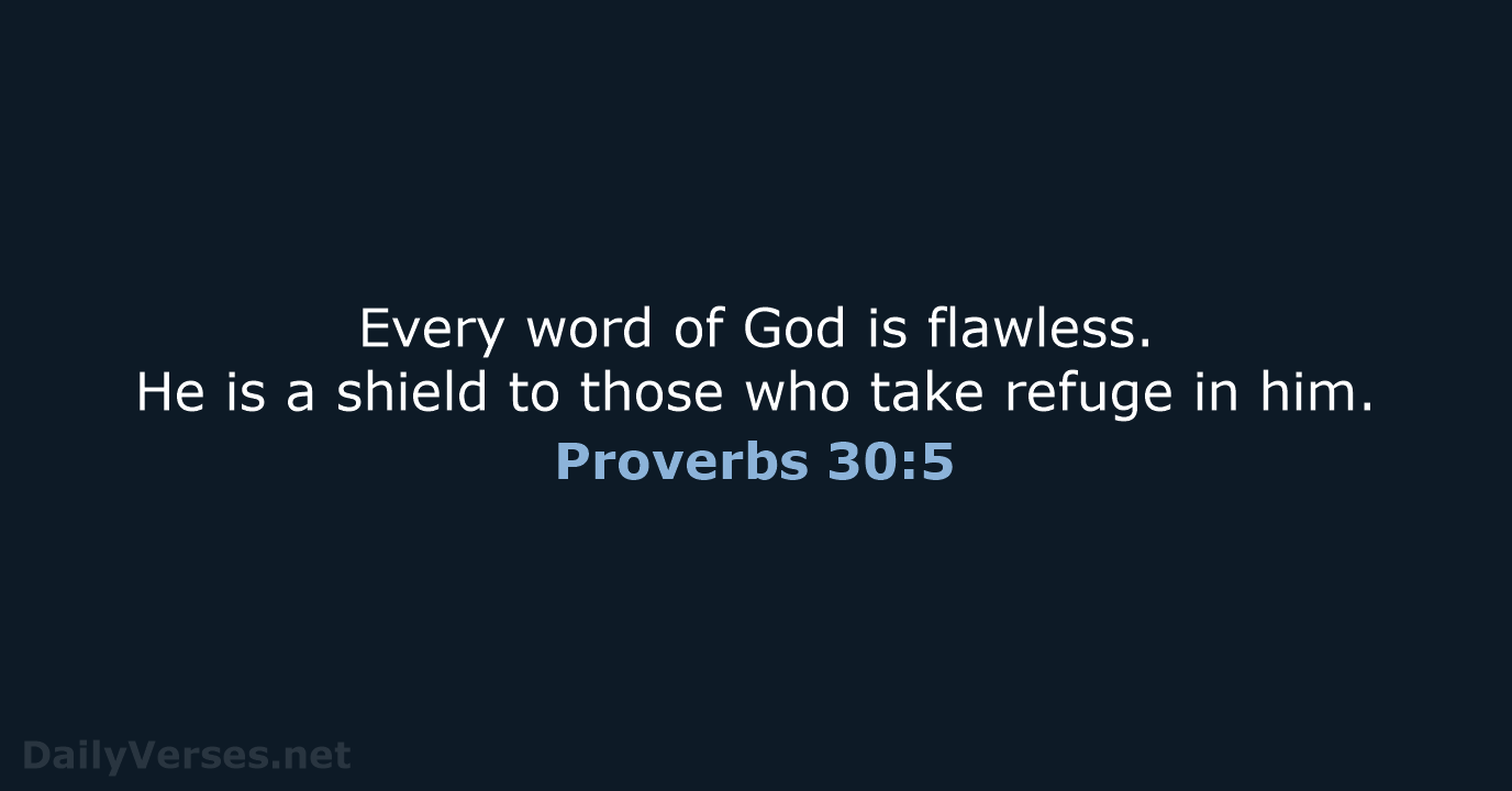 Every word of God is flawless. He is a shield to those… Proverbs 30:5
