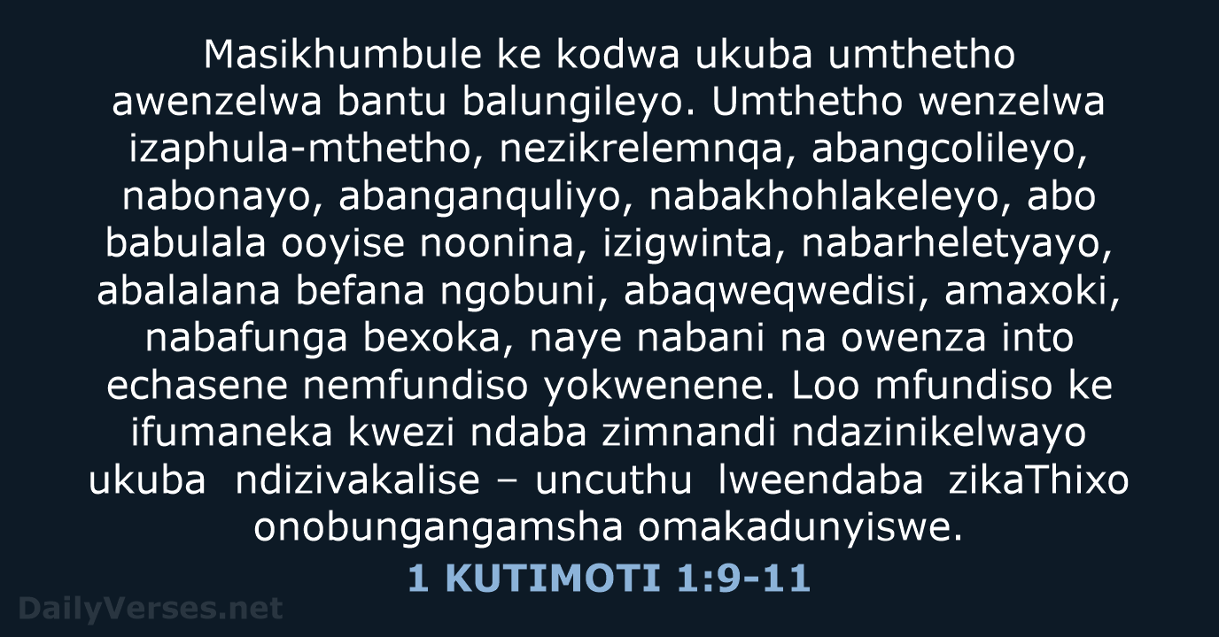 1 KUTIMOTI 1:9-11 - XHO96