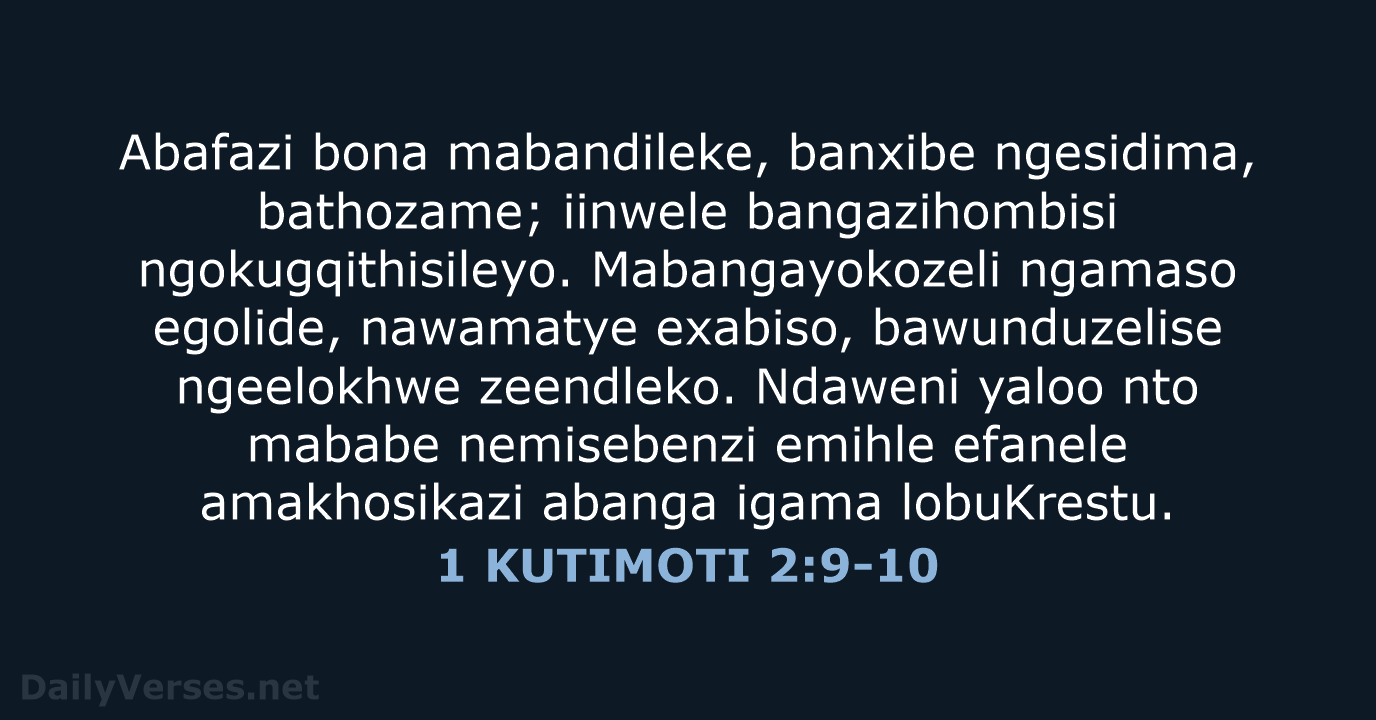 1 KUTIMOTI 2:9-10 - XHO96