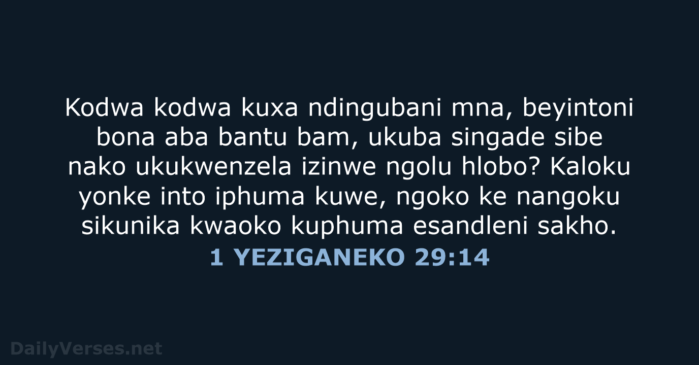 1 YEZIGANEKO 29:14 - XHO96