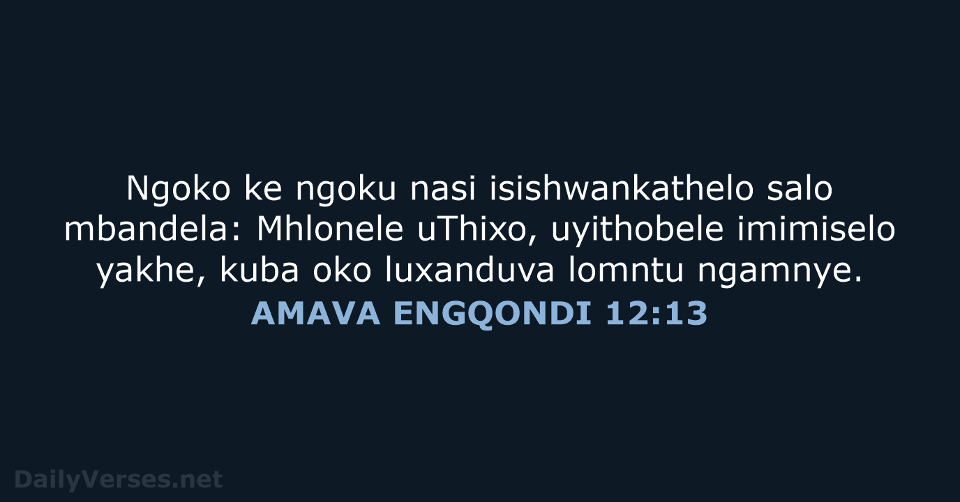 AMAVA ENGQONDI 12:13 - XHO96