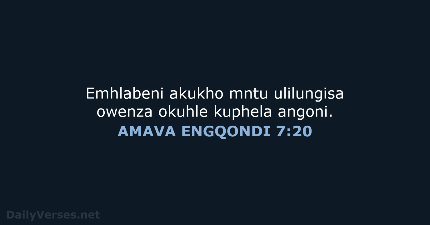 AMAVA ENGQONDI 7:20 - XHO96