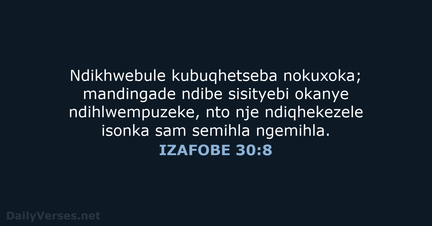 IZAFOBE 30:8 - XHO96