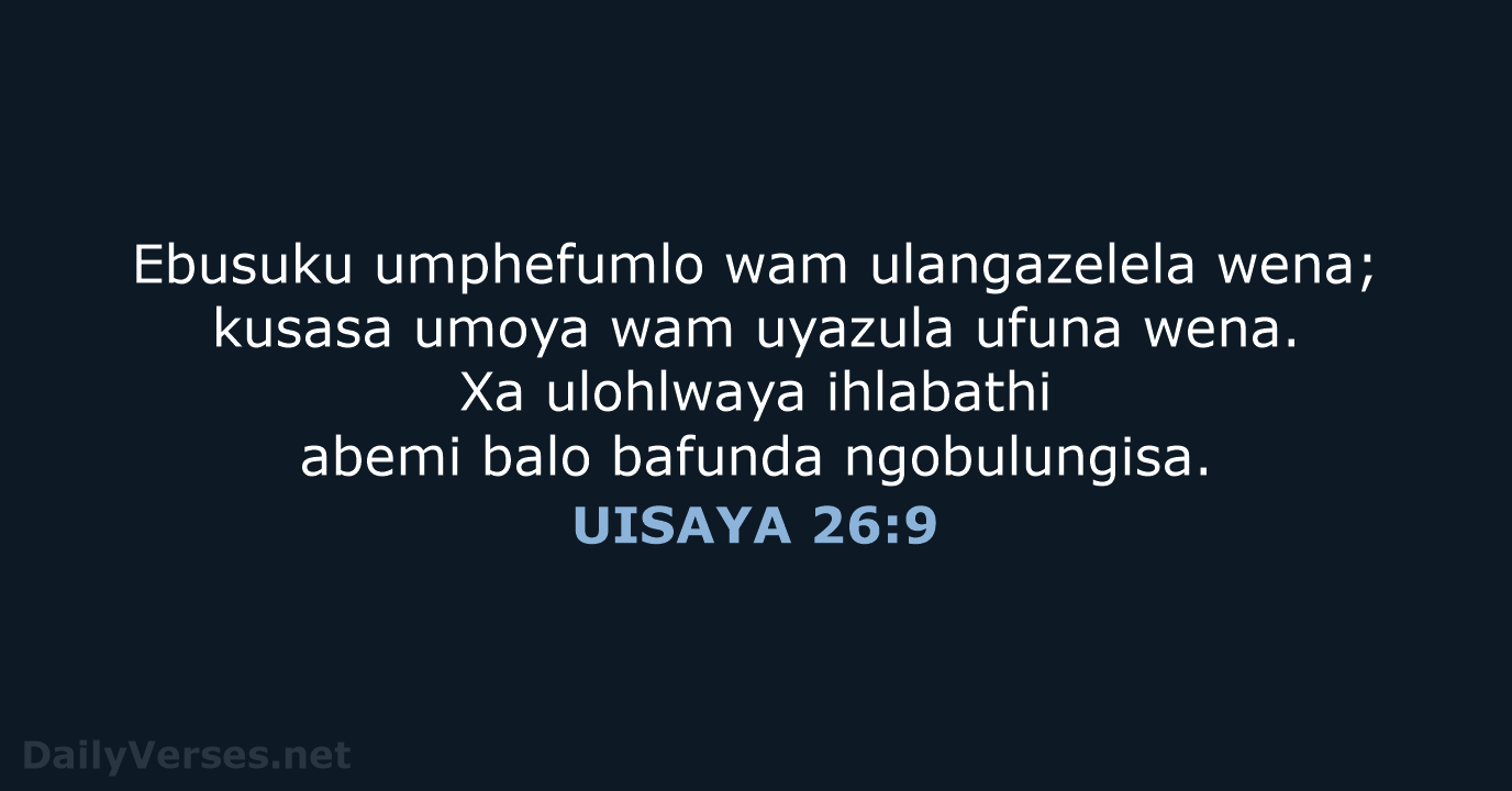 UISAYA 26:9 - XHO96