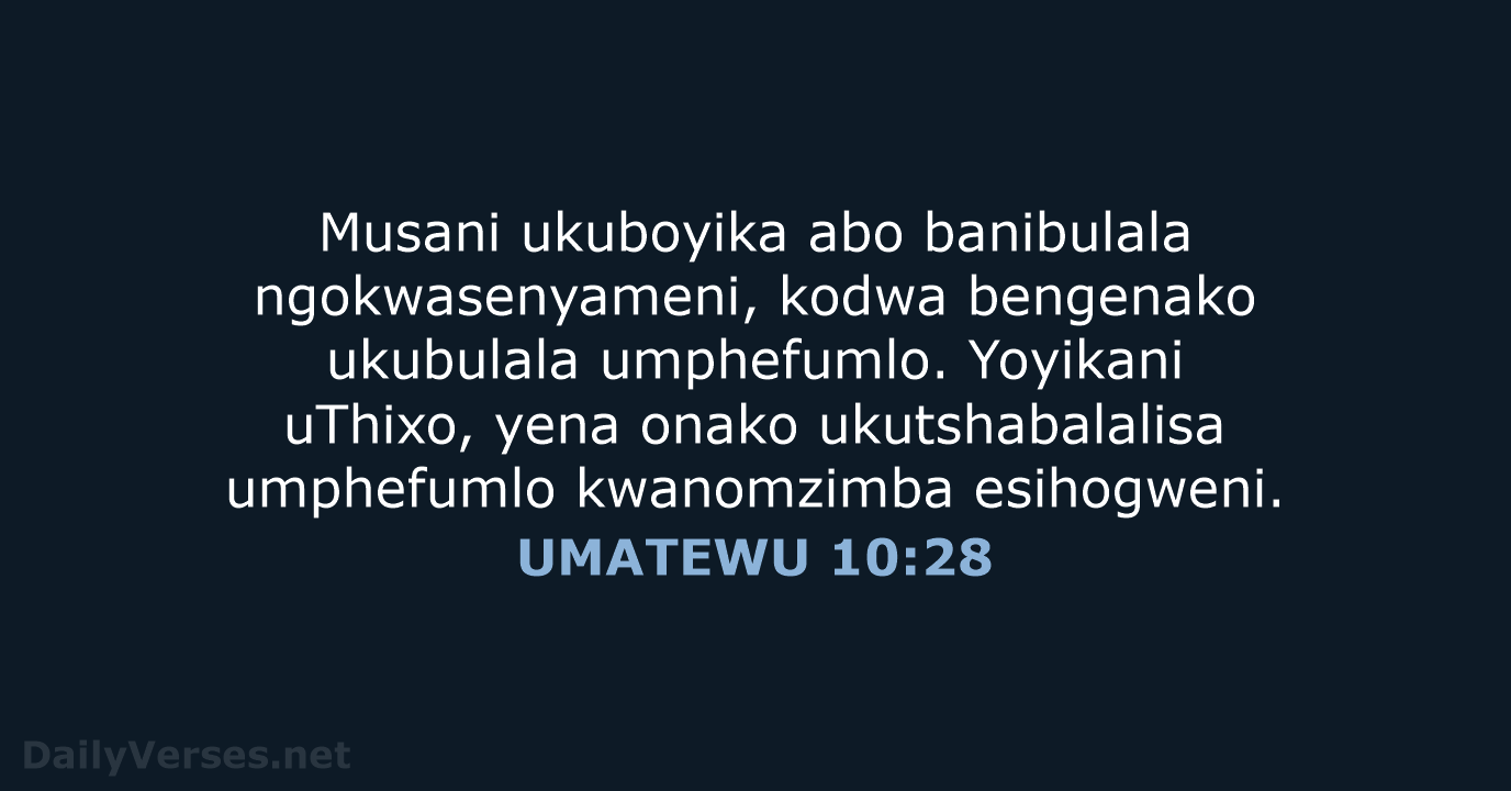 UMATEWU 10:28 - XHO96