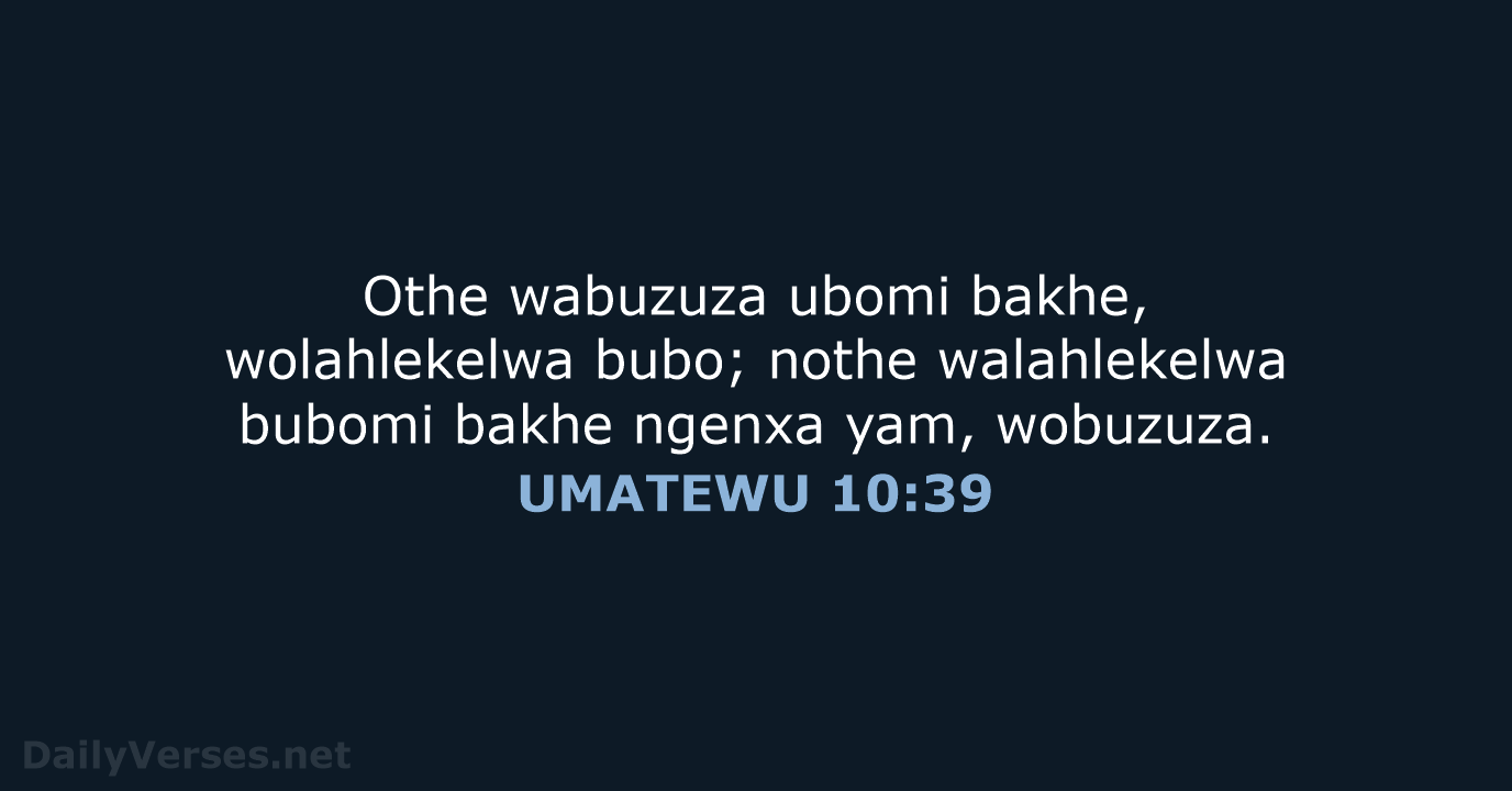 UMATEWU 10:39 - XHO96