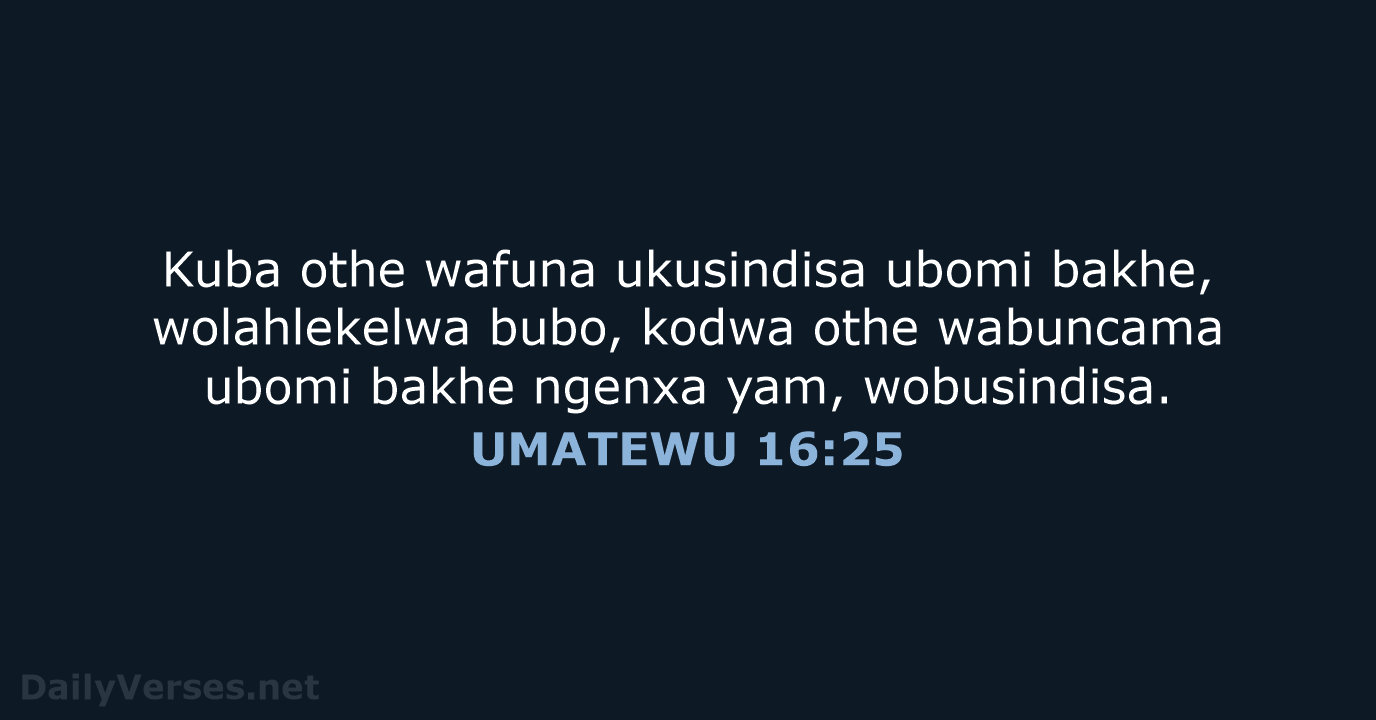 UMATEWU 16:25 - XHO96