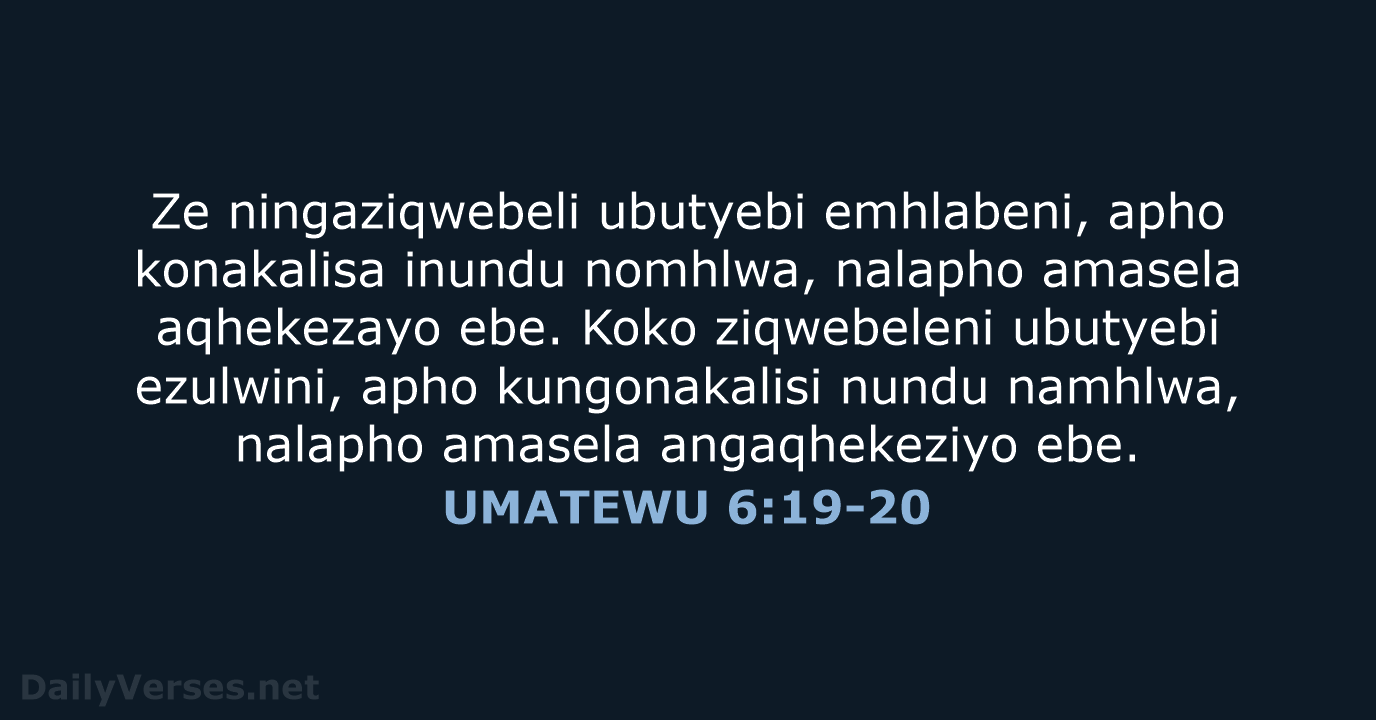 UMATEWU 6:19-20 - XHO96