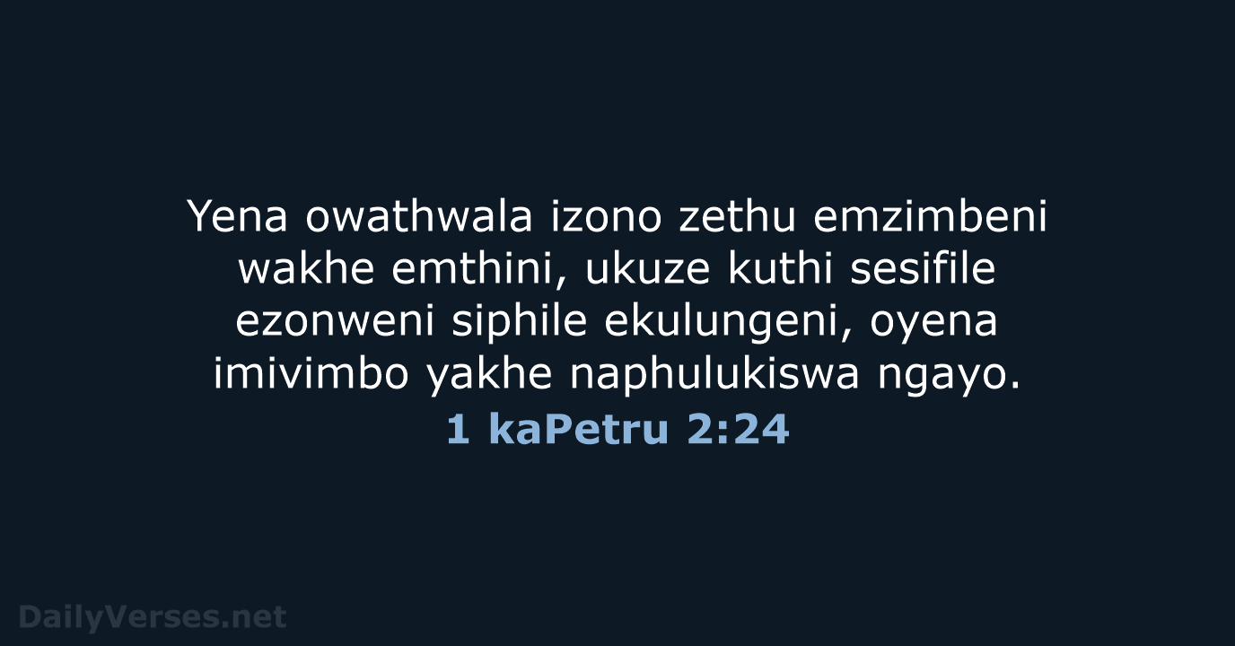 Yena owathwala izono zethu emzimbeni wakhe emthini, ukuze kuthi sesifile ezonweni siphile… 1 kaPetru 2:24