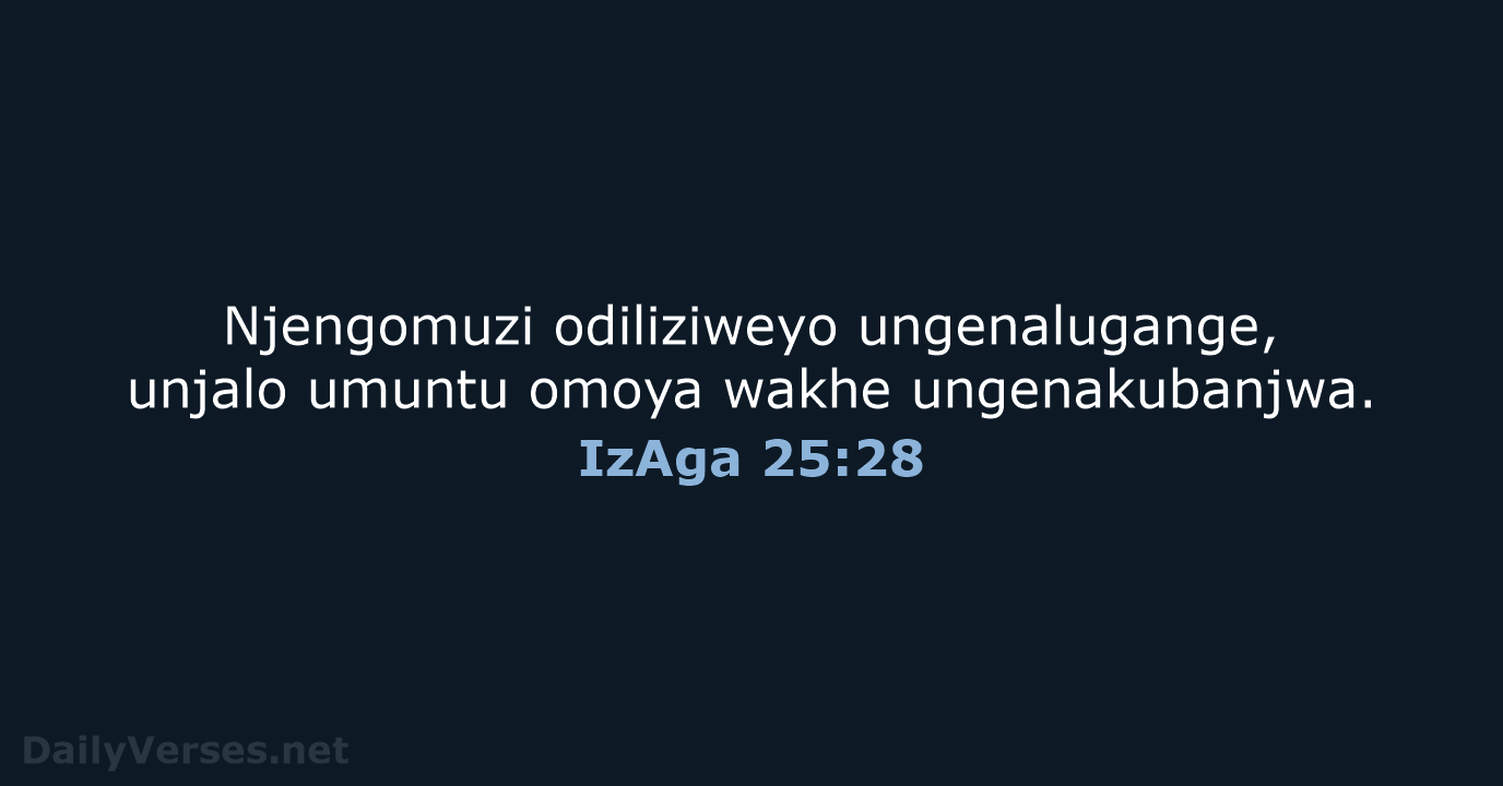 Njengomuzi odiliziweyo ungenalugange, unjalo umuntu omoya wakhe ungenakubanjwa. IzAga 25:28