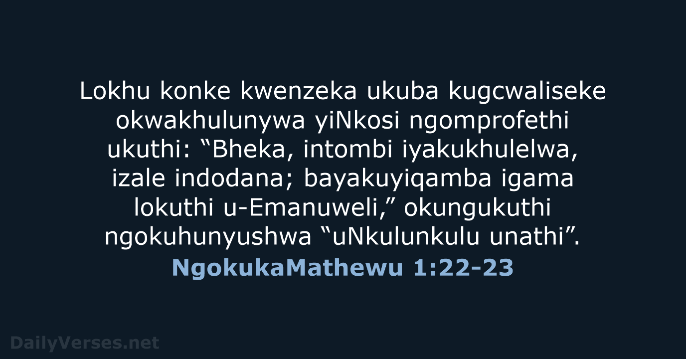 NgokukaMathewu 1:22-23 - ZUL59