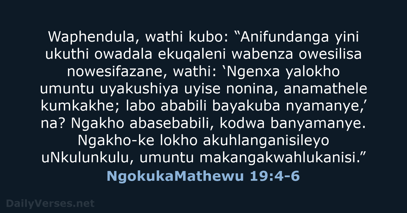 NgokukaMathewu 19:4-6 - ZUL59
