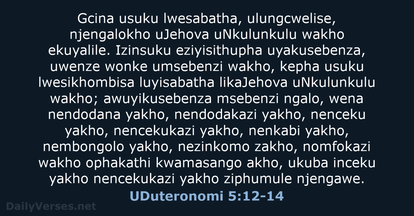 UDuteronomi 5:12-14 - ZUL59