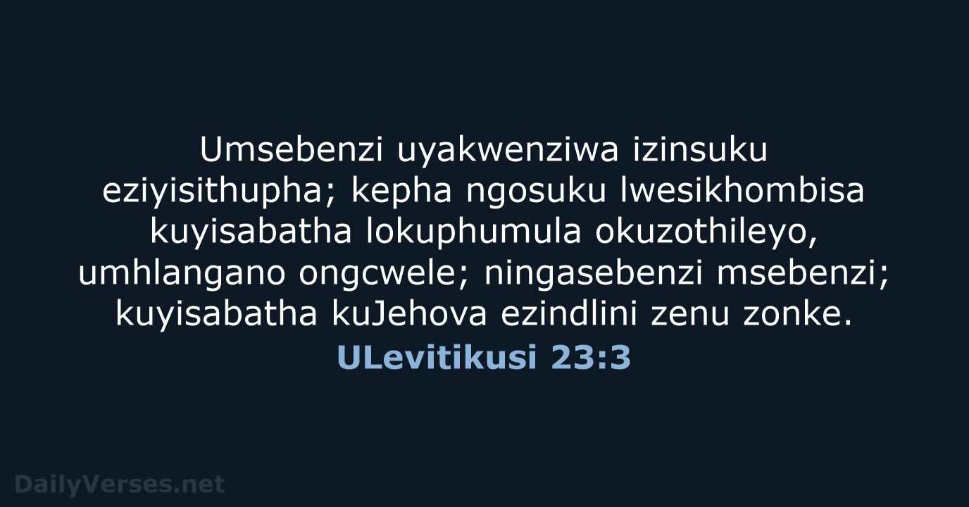 ULevitikusi 23:3 - ZUL59