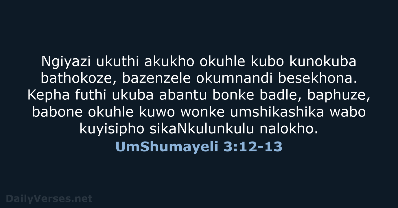 Ngiyazi ukuthi akukho okuhle kubo kunokuba bathokoze, bazenzele okumnandi besekhona. Kepha futhi… UmShumayeli 3:12-13