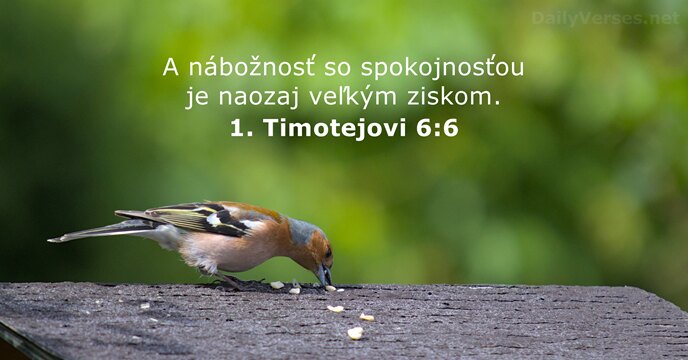 A nábožnosť so spokojnosťou je naozaj veľkým ziskom. 1. Timotejovi 6:6
