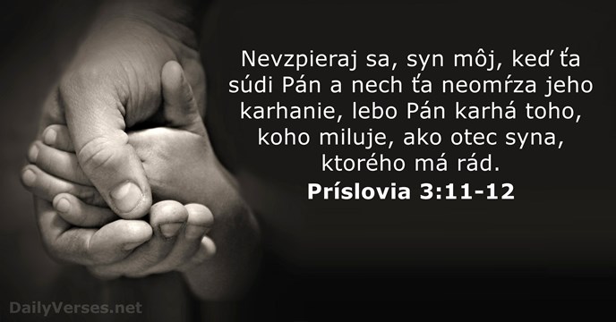 Nevzpieraj sa, syn môj, keď ťa súdi Pán a nech ťa neomŕza… Príslovia 3:11-12