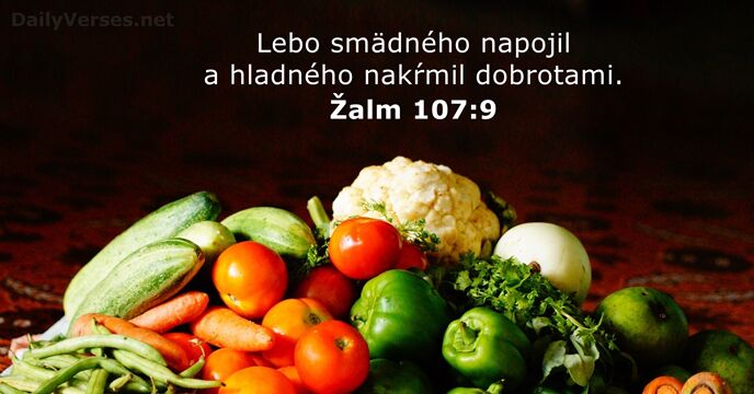 Lebo smädného napojil a hladného nakŕmil dobrotami. Žalm 107:9