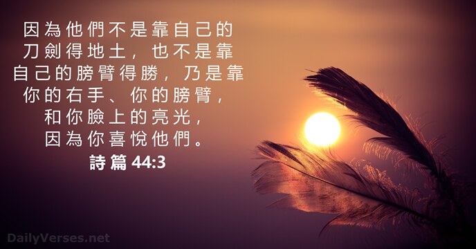 因 為 他 們 不 是 靠 自 己 的 刀 劍… 詩 篇 44:3