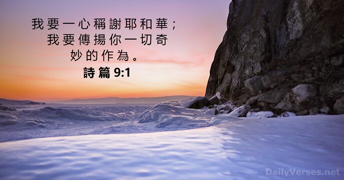 我 要 一 心 稱 謝 耶 和 華 ； 我 要… 詩 篇 9:1