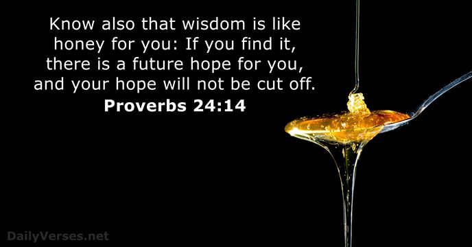 Know also that wisdom is like honey for you: If you find… Proverbs 24:14